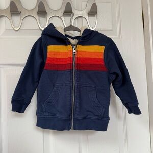 🌅 Hanna Andersson Shearling Lined Hoodie Sweatshirt with Colorful Stripes